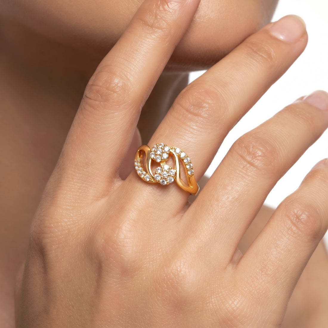 PRAO Ring Anti-Tarnish Pavé Diamond Bypass (Adjustable Size)