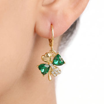 PRAO Earrings Anti-Tarnish Clover Huggies Charm