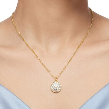 PRAO Necklace Anti-Tarnish Pavé Crystal Medallion