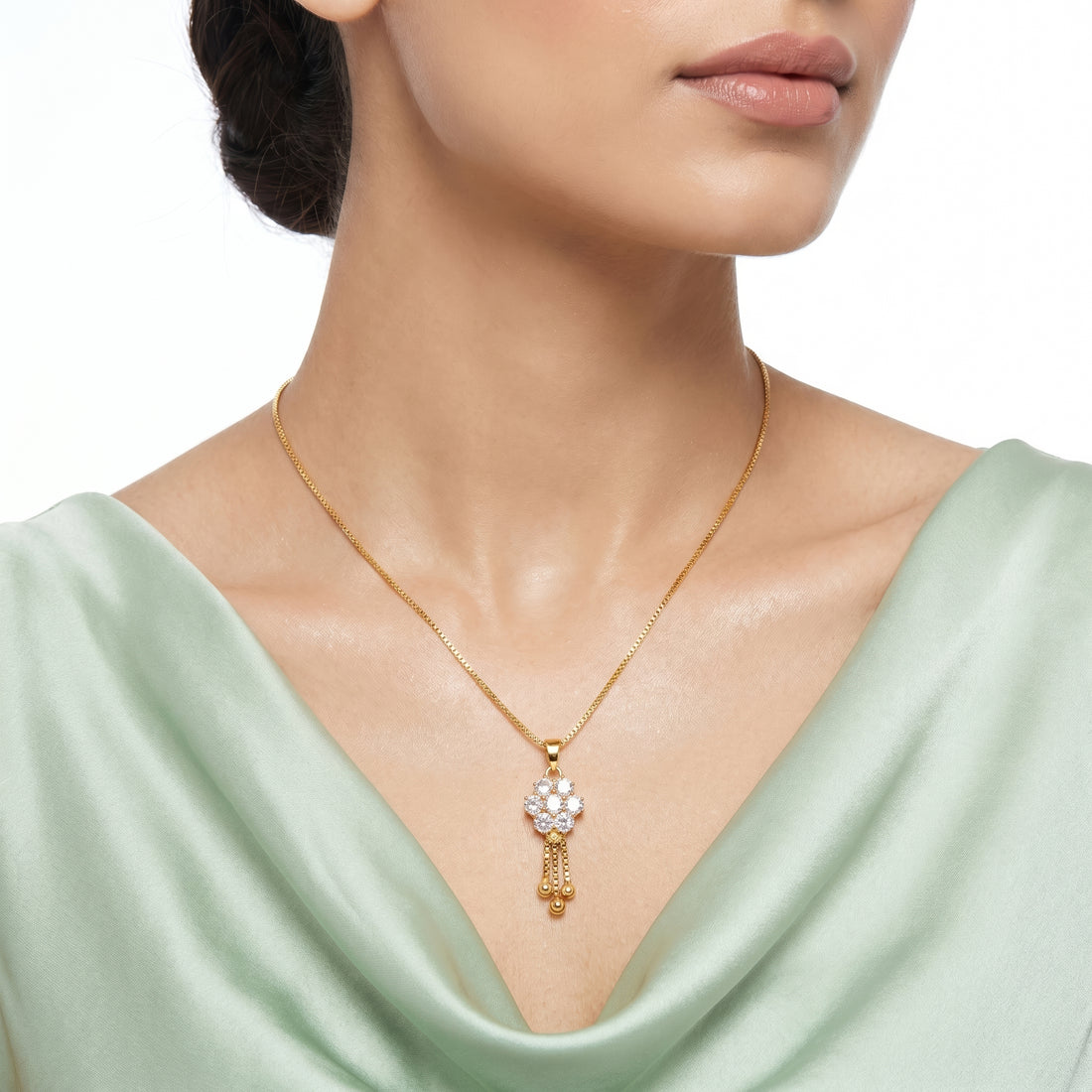 PRAO Necklace Anti-Tarnish Crystal Flower Tassel