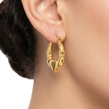 PRAO Earrings Anti-Tarnish Claddagh Crowned Heart Hoops
