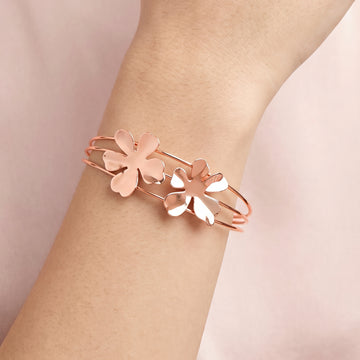 PRAO Bracelet Anti-Tarnish Triple Wire Flower Cuff (Adjustable Size)