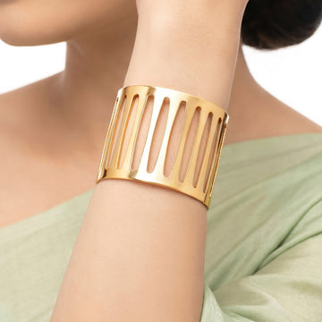 PRAO Bracelet Anti-Tarnish Cage Design Cuff (Adjustable Size)