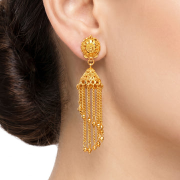 PRAO Earrings Anti-Tarnish Filigree Stud Tassel Drop