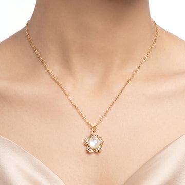PRAO Necklace Anti-Tarnish Monalisa Flower Pendant
