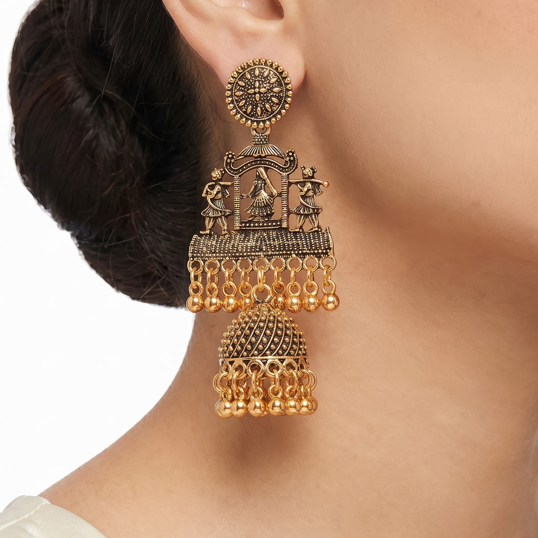 PRAO Earrings Anti-Tarnish Dancer Motif Jhumka