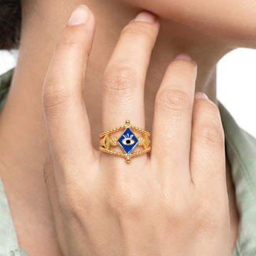 PRAO Ring Anti-Tarnish Royal Blue Evil Eye (Adjustable Size)