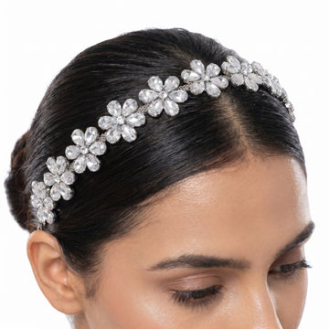PRAO Sheeshpatti Anti-Tarnish Rhinestone Flower Sheeshpatti Hair Chain
