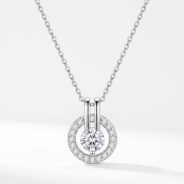 PRAO Necklace Anti-Tarnish Blue Crystal Cage Pendant