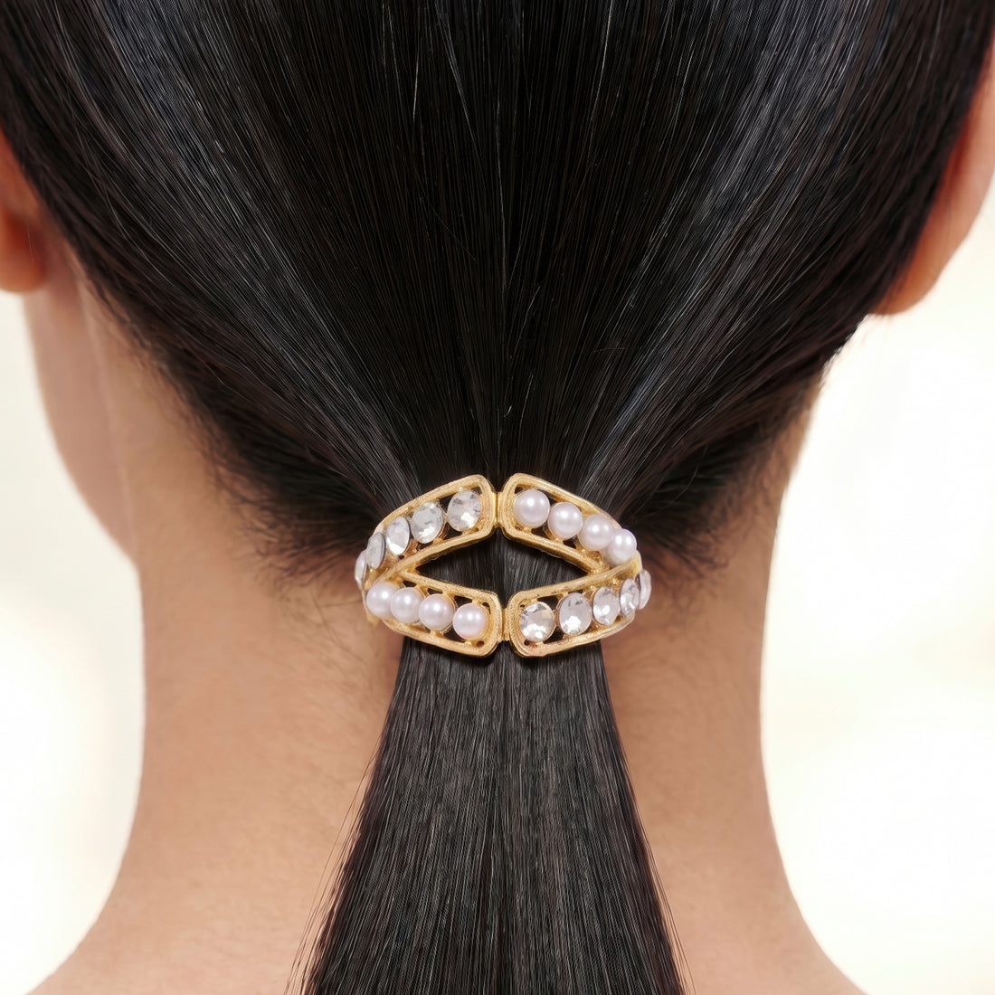 PRAO Hair Clutcher Anti-Tarnish Pearl & Rhinestone
