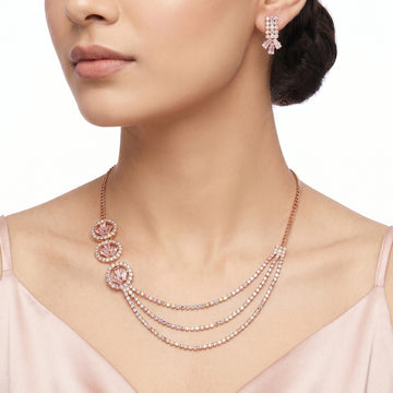 PRAO Necklace Anti-Tarnish Rhinestone Set With Earrings