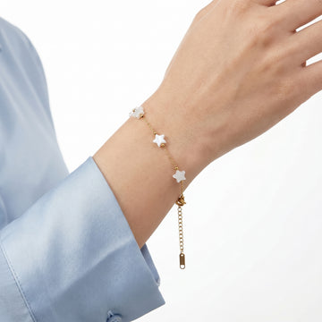 PRAO Bracelet Anti-Tarnish Iridescent Pearl Star Charm Spacer (Adjustable Size)