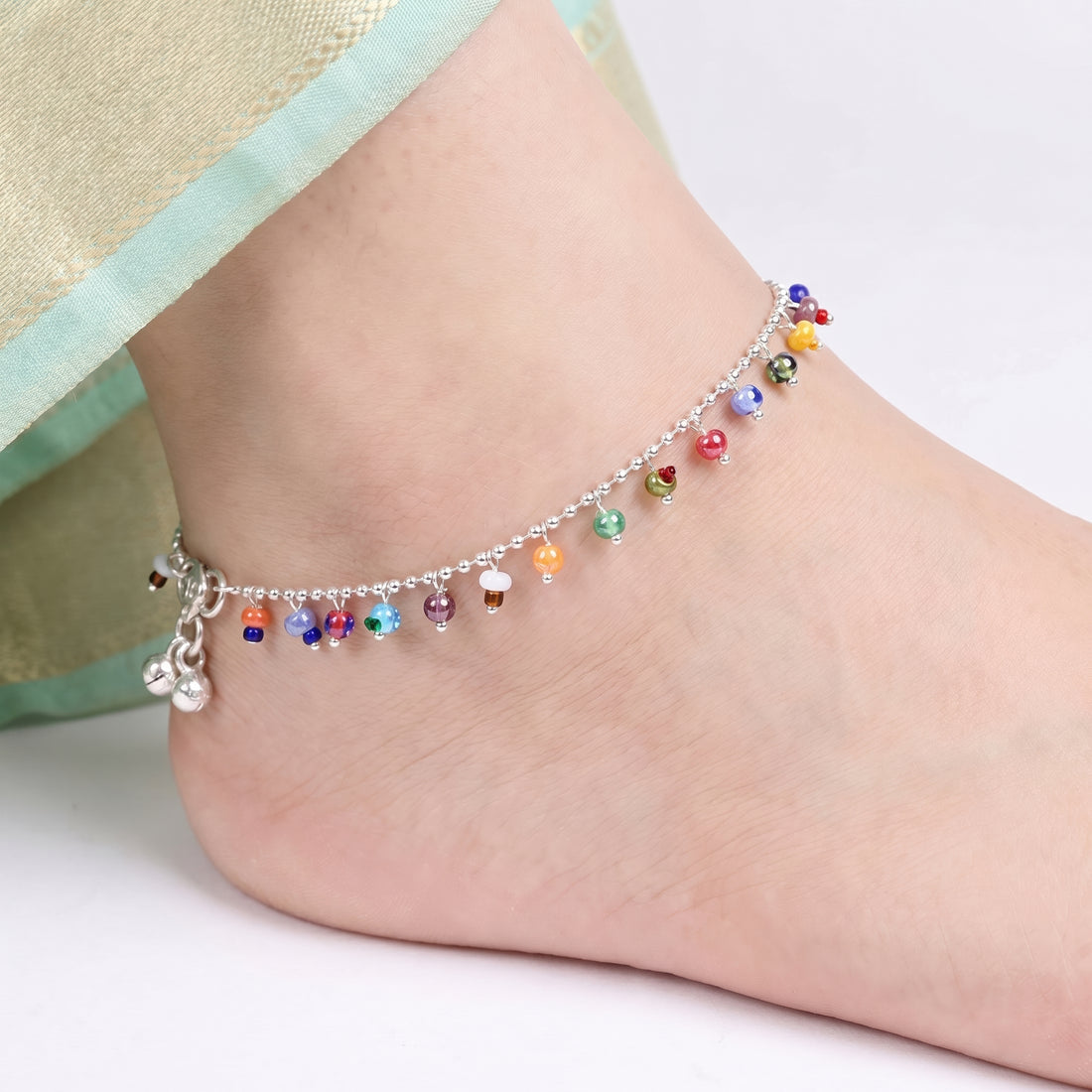 PRAO Anklet Anti-Tarnish Shimmery Multi-Color Beaded