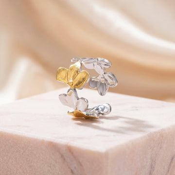PRAO Ring Anti-Tarnish Floral Petal Statement (Adjustable Size)