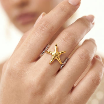 PRAO Ring Anti-Tarnish Interlocking Starfish (Adjustable Size)