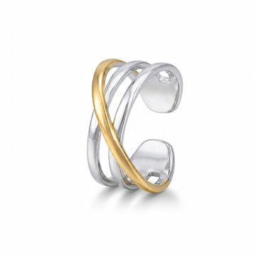 PRAO Ring Anti-Tarnish Multi-Band Crossover (Adjustable Size)