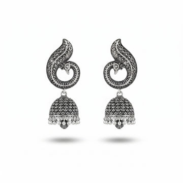 PRAO Earrings Anti-Tarnish Peacock Motif Jhumka