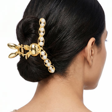 PRAO Hair Claw Clip Anti-Tarnish Pearl Rabbit