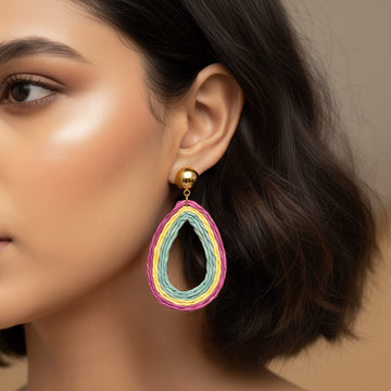 PRAO Multicoloured Premium Quality Raffia Earrings