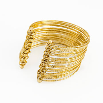PRAO Bracelet Anti-Tarnish Gold Plated Multilayer Bangle (Adjustable Size)