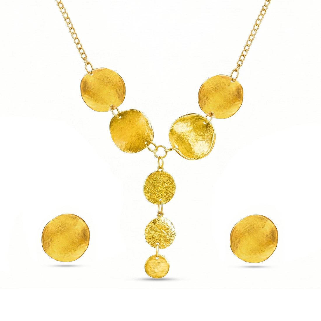 PRAO Necklace Anti-Tarnish Gold Plated Statement Set With Earrings