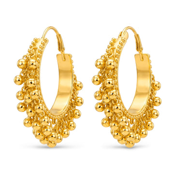 PRAO Earrings Anti-Tarnish Golden Ghungroo Hoops