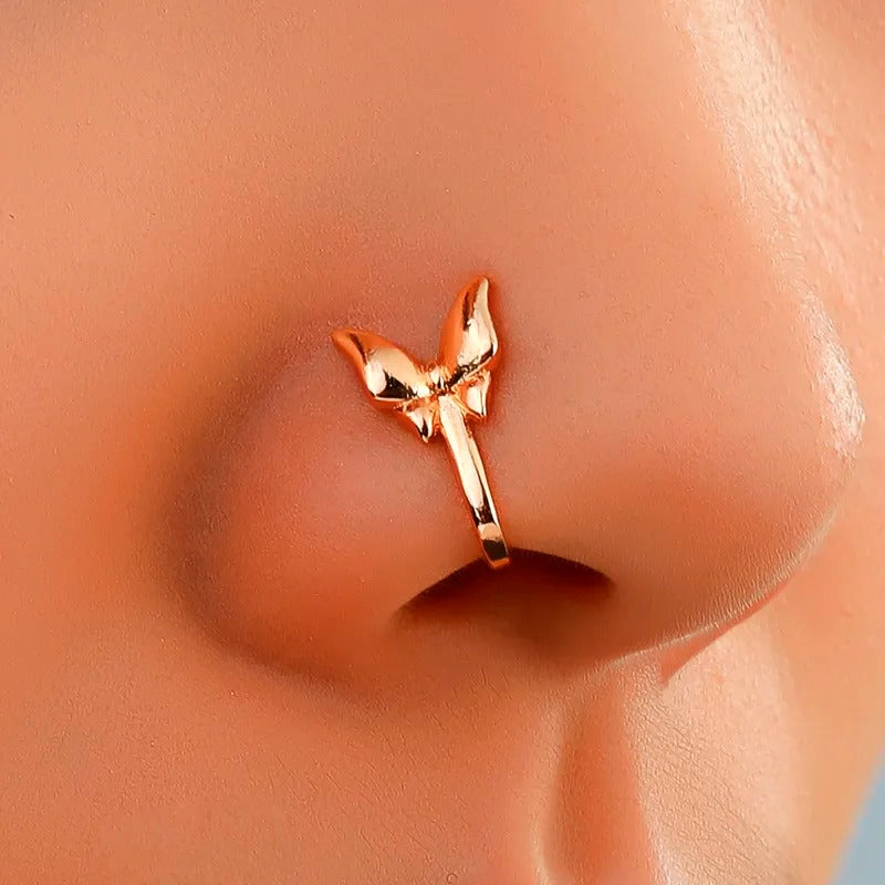 PRAO Anti-Tarnish Golden Butterfly Nose Ring✨