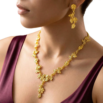 PRAO Necklace Anti-Tarnish Floral Vine Gold