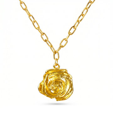 PRAO Necklace Gold Plated Rose Flower Chain