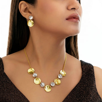 PRAO Necklace Anti-Tarnish Crystal Set With Earrings
