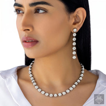 PRAO Necklace Anti-Tarnish AD Set With Earrings