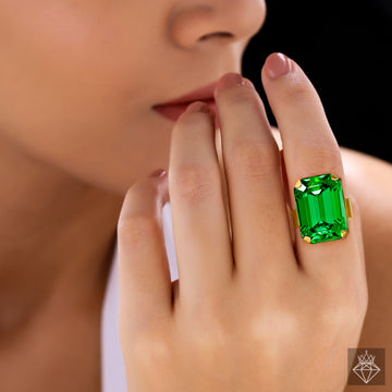 PRAO Anti-Tarnish Green Crystal Ring (Adjustable Size)