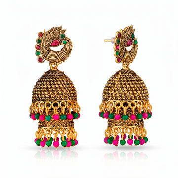 PRAO Earrings Anti-Tarnish Layered Jhumka Danglers