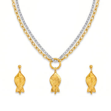 PRAO Necklace Anti-Tarnish Fish Set With Earrings