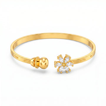 PRAO Bracelet Anti-Tarnish Crystal Flower Bangle (Adjustable Size)