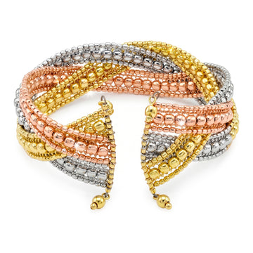 PRAO Bracelet Anti-Tarnish Tri-Tone Multilayered Bangle (Adjustable Size)