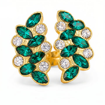PRAO Ring Anti-Tarnish Leafy Crystal (Adjustable Size)