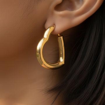 PRAO Anti-Tarnish Chunky Heart Hoops