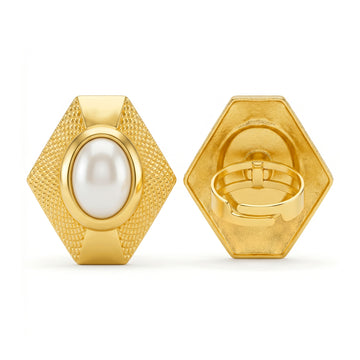 PRAO Ring Anti-Tarnish Hexagon Rainbow Stone (Adjustable Size)