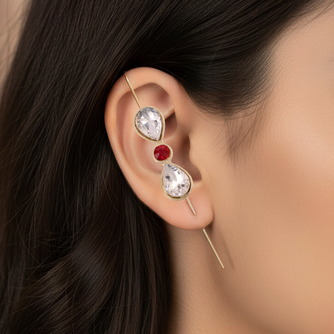 PRAO Anti-Tarnish Hook-Needle Crystal Earrings in Infinity Pattern