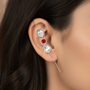 PRAO Earrings Anti-Tarnish Hook-Needle Crystal Set