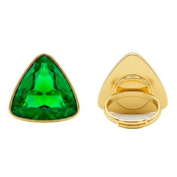 PRAO Ring Anti-Tarnish Trillion Crystal Cocktail (Adjustable Size)