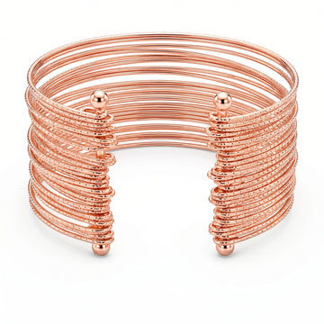 PRAO Bracelet Anti-Tarnish Rose Gold Multilayer Bangle (Adjustable Size)
