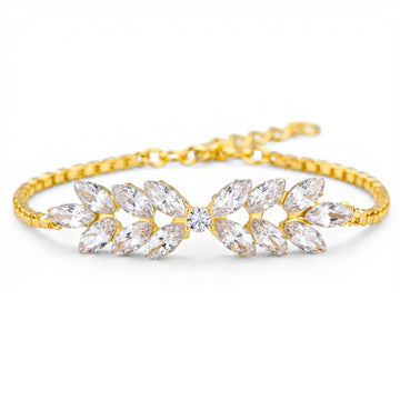 PRAO Bracelet Anti-Tarnish Crystal Leafy-Style Chain (Adjustable Size)