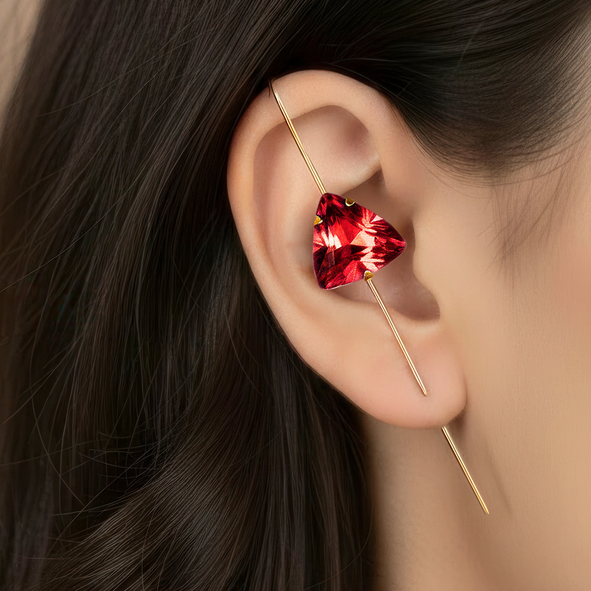 PRAO Anti-Tarnish Triangle Crystal Hook Earrings