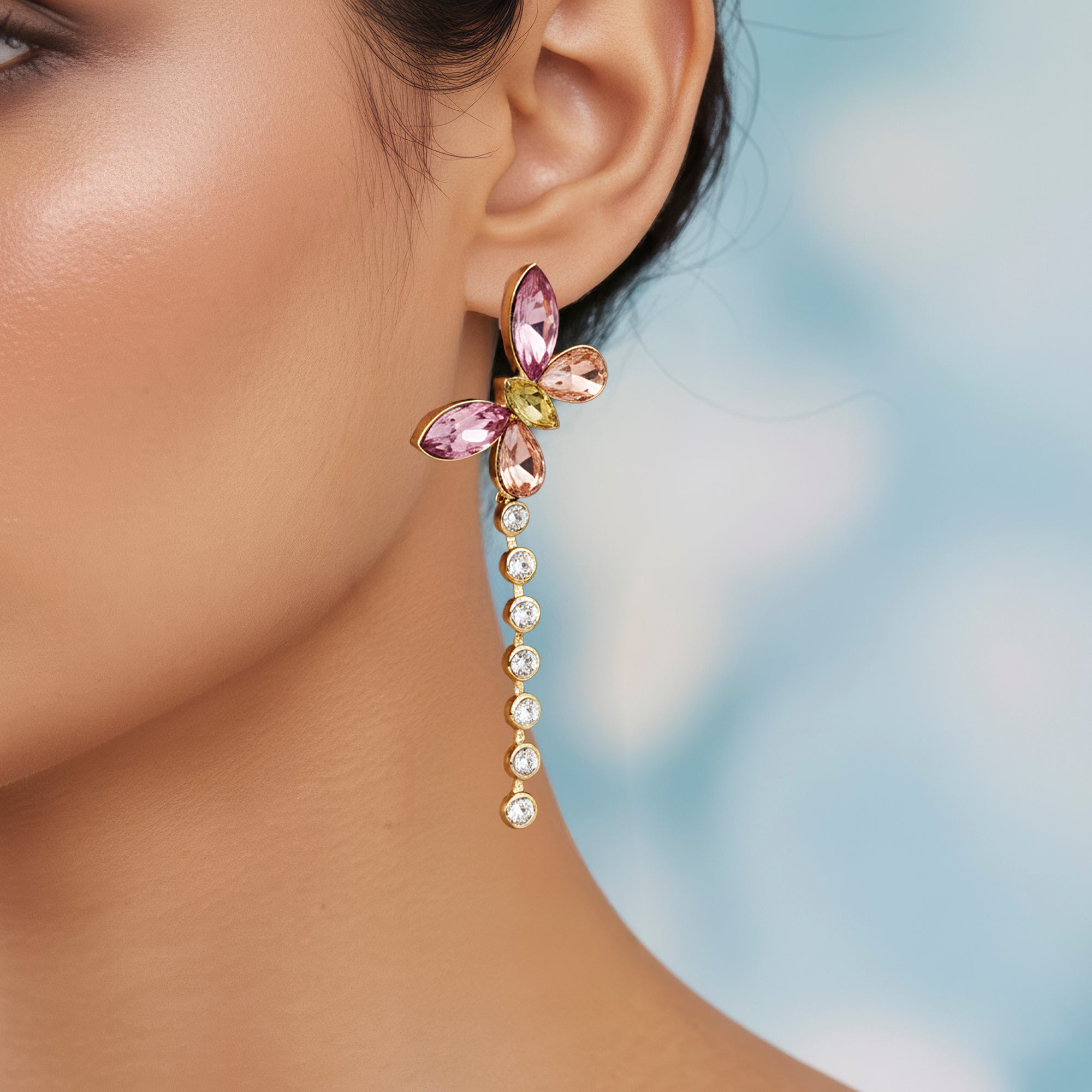 PRAO Anti-Tarnish Crystal Butterfly Earrings