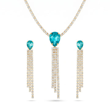 PRAO Necklace Anti-Tarnish Rhinestone Set With Earrings