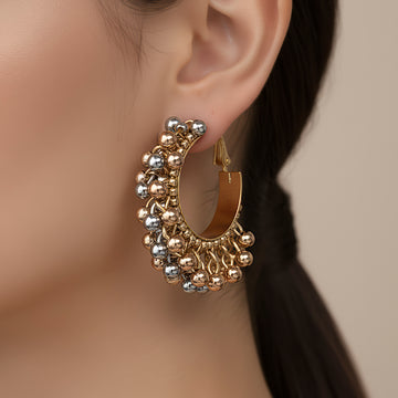 PRAO Anti-Tarnish Tri-Tone Ghungroo Earrings