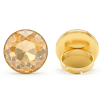 PRAO Ring Anti-Tarnish Big Round Crystal Cocktail (Adjustable Size)