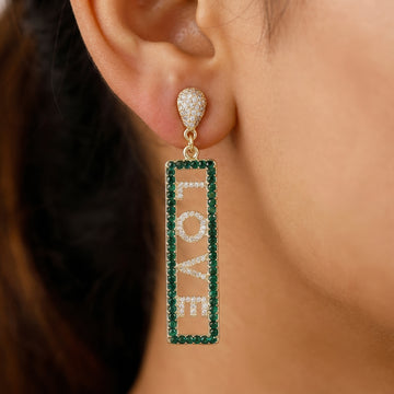 PRAO Earrings Anti-Tarnish LOVE Text Long Danglers